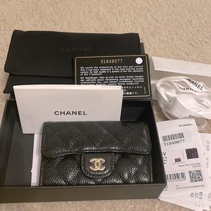SOLD 🎉Brand new Chanel Flap Card Holder black gold hw